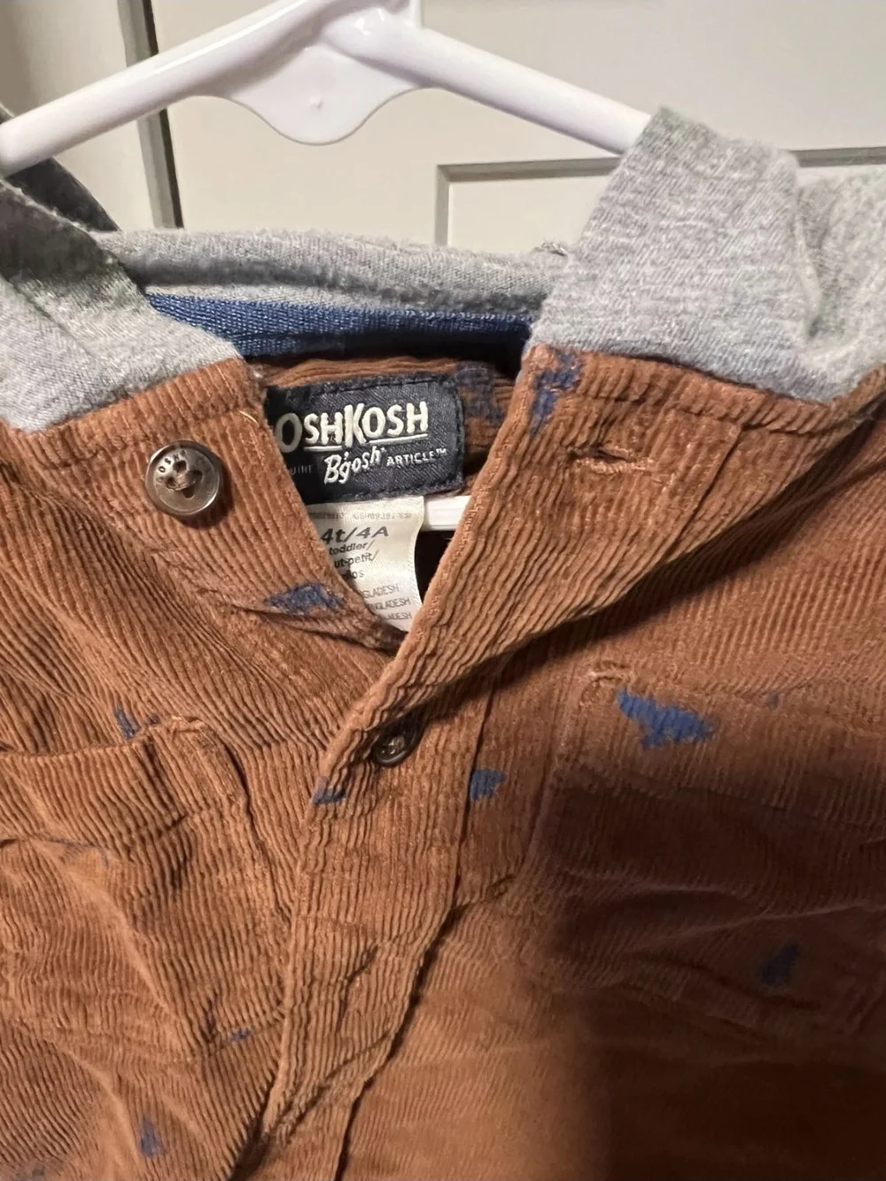 OshKosh Hooded Corduroy Button Up Shirt Jacket Boys 4T